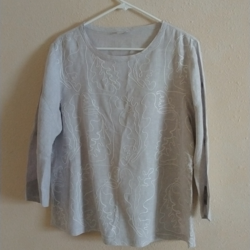 POETRY LINEN EMBROIDERED TUNIC SIZE 8